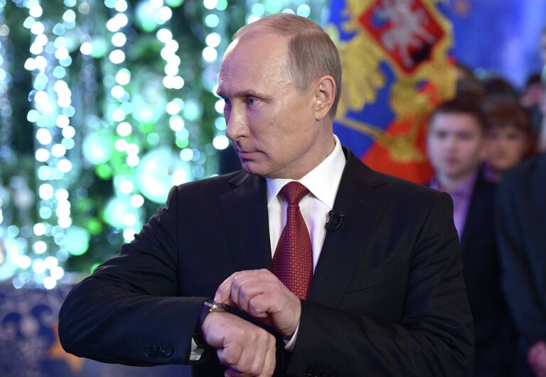 Президент России Владимир Путин во время новогоднего обращения к россиянам в Хабаровске.