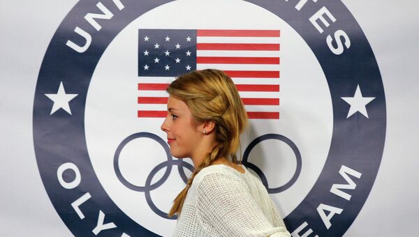 Фигуристка Эшли Вагнер на пресс-конференции, посвященной объявлению состава олимпийской сборной США. Фото с места события