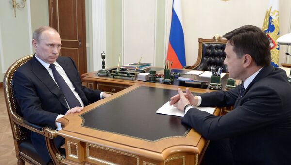 Рабочая встреча Владимира Путина с губернатором Московской области Андреем Воробьевым.