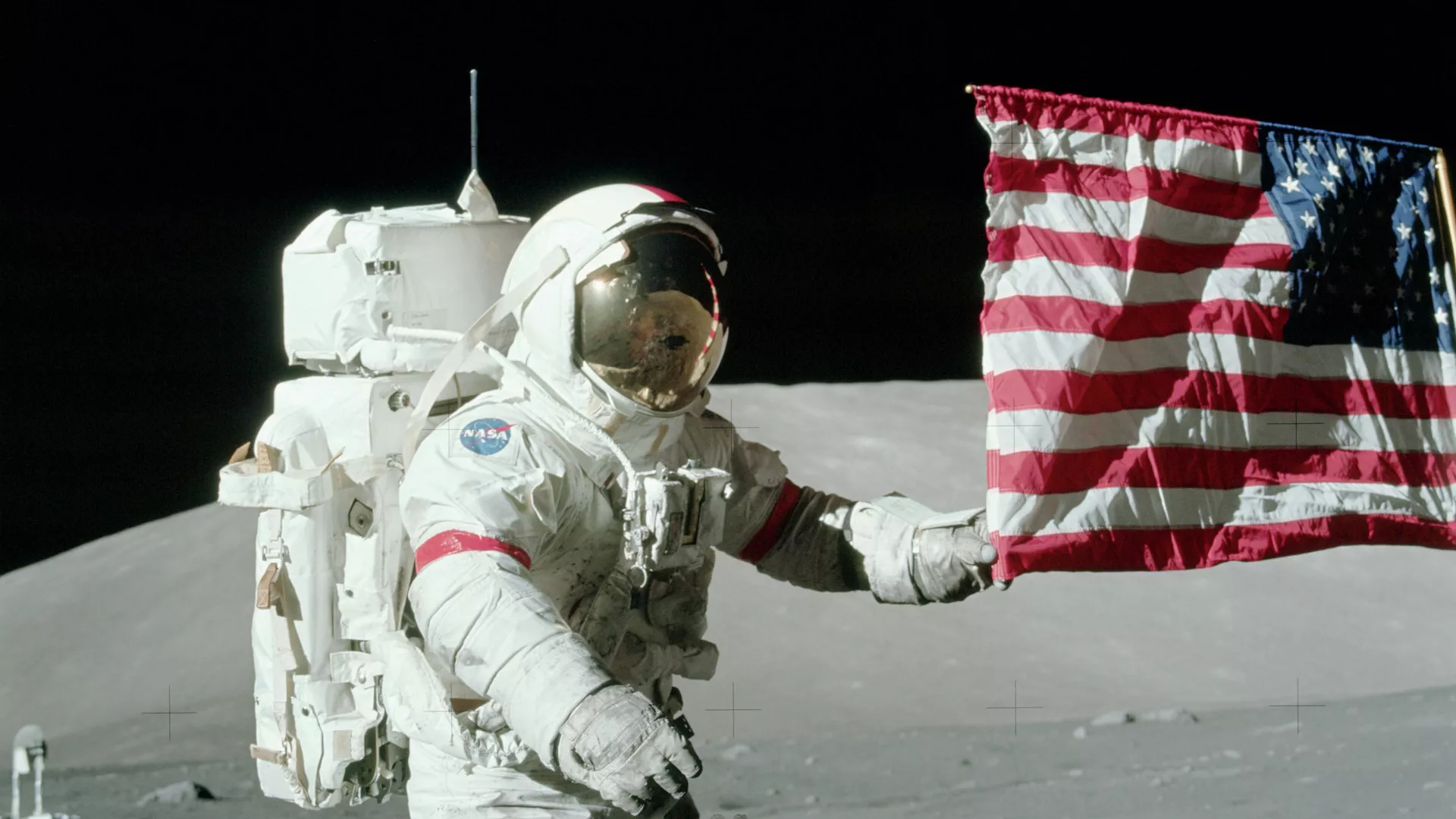 US flag on the Moon. Apollo 17 program.