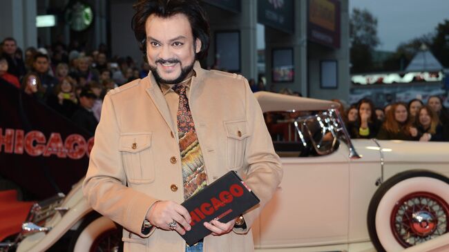 Певец Филипп Киркоров перед премьерой мюзикла Chicago в Московском дворце молодежи (МДМ) в Москве, архивное фото