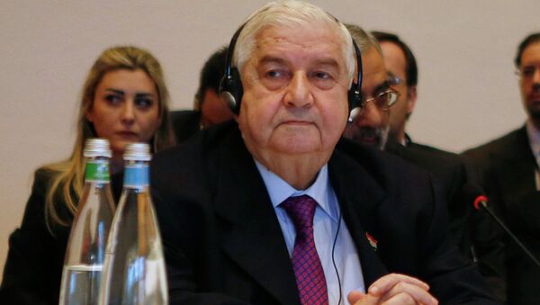 Глава МИД Сирии Валид Муаллем на конференции Женева-2 в Монтре