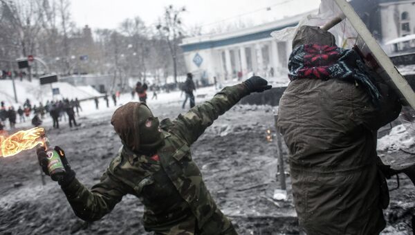 События на майдане Незалежности в Киеве в январе 2014 года