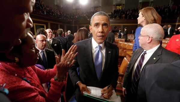 Президент США Барак Обама выступает перед Конгрессом, 28 января 2014