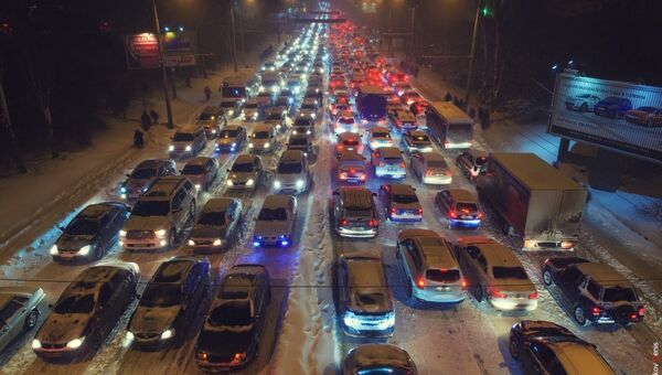 Снег на дорогах Юга РФ, фото с места события