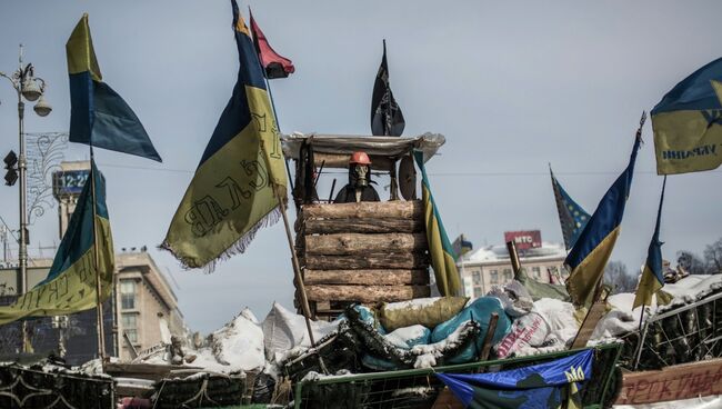 Сторонник оппозиции на площади Независимости в Киеве. Архивное фото