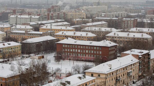 Вид на Ленинский район Новосибирска зимой, архивное фото
