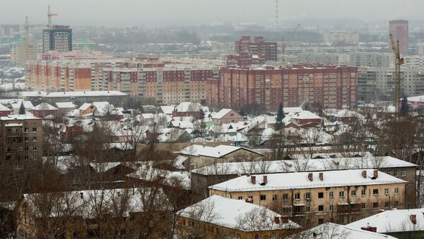Вид на Ленинский район Новосибирска зимой