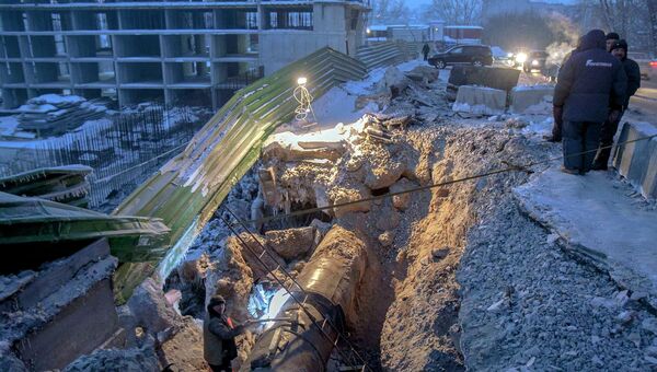 Авария на водопроводе в Новосибирске, фото с места события