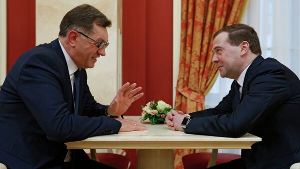 Председатель правительства России Дмитрий Медведев и премьер-министр Литвы Альгирдас Буткявичюс