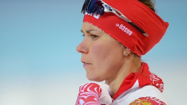 Ольга Граф (Россия) на тренировке сборной по конькобежному спорту, архивное фото