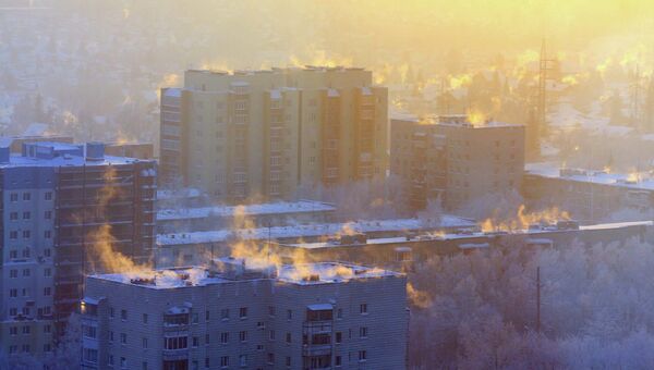 Морозное утро в Новосибирске, архивное фото