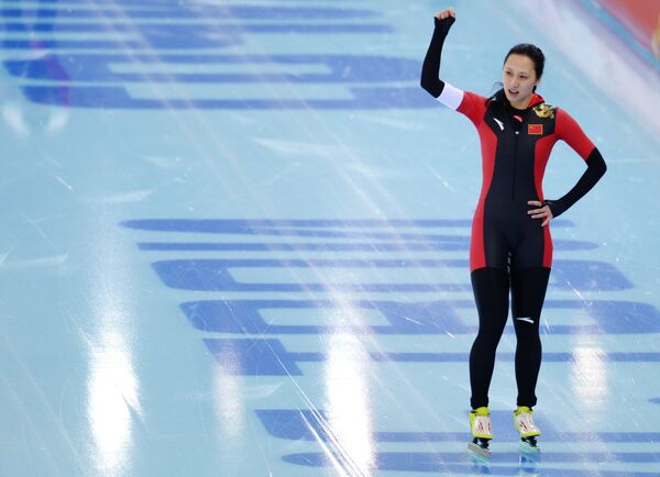 Чжан Хун (Китай), завоевавшая золотую медаль в забеге на 1000 метров