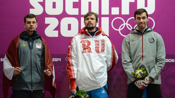 Мартиньш Дукурс (Латвия) - серебряная медаль, Александр Третьяков (Россия) - золотая медаль, Мэттью Энтуан (США) - бронзовая медаль