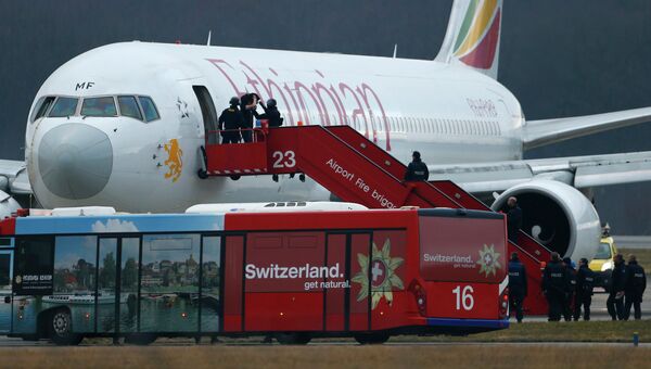 Лайнер Boeing 767-300 авиакомпании Ethiopian Airlines в аэропорту Женевы