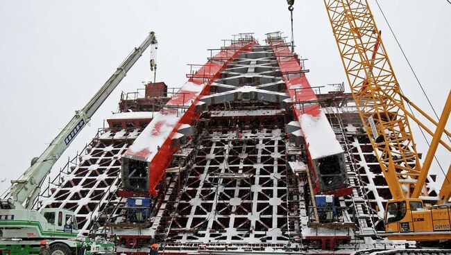 Строящийся Бургинский мост в Новосибирске, фото с места событий