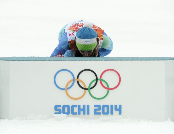 Тина Мазе (Словения), завоевавшая золотую медаль в гигантском слаломе среди женщин