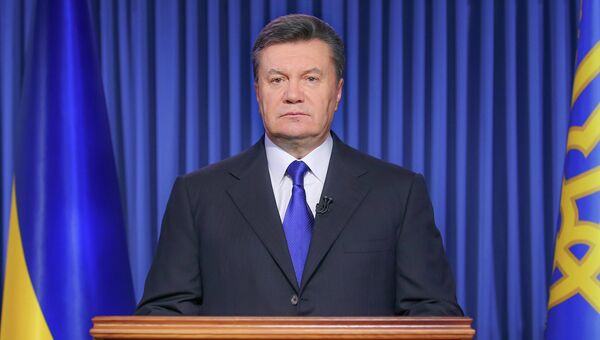 Президент Украины Виктор Янукович выступает с телеобращением. 19 февраля 2014