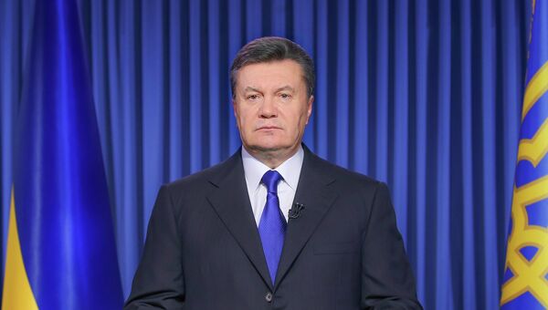 Виктор Янукович выступает с телеобращением в связи с обострением ситуации на Украине 19 февраля 2014