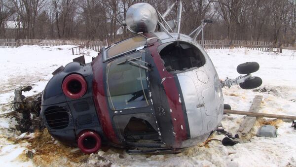 Опрокинувшийся в Приморье вертолет МИ-2