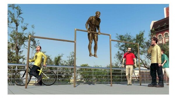 Эскиз скульптуры Дворовый спорт во Владивостоке