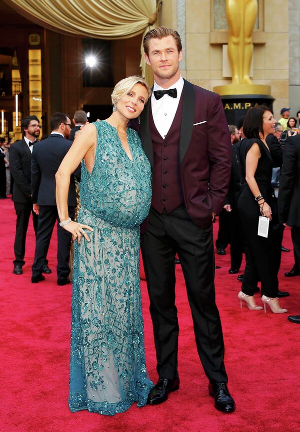 Актриса Эльза Патаки и ее муж Крис Хемсворт на 86-й церемонии вручения премии Оскар