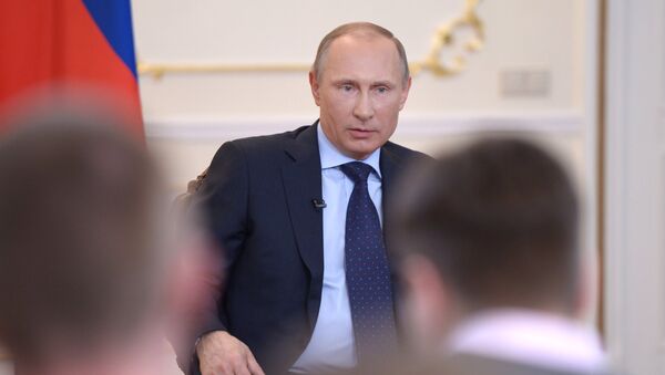 Президент России Владимир Путин на встрече с журналистами