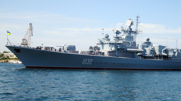 Флагман Военно-морских сил Украины фрегат Гетман Сагайдачный, архивное фото