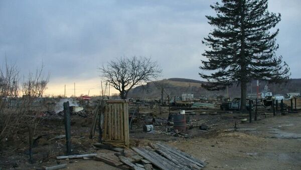 Пострадавшее от пожара село Амгу в Приморском крае. Архивное фото