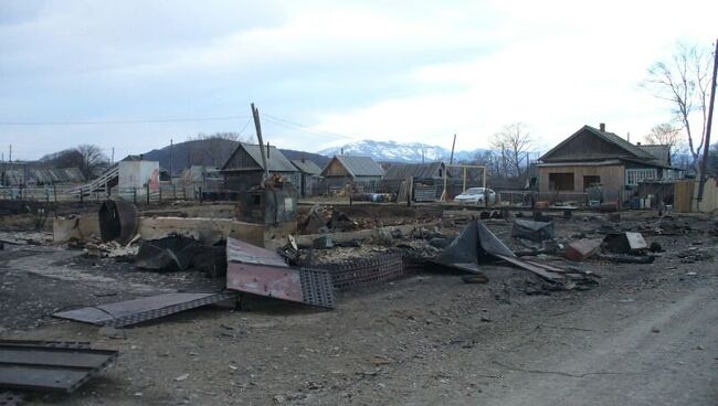 Пострадавшее от пожара село Амгу в Приморском крае