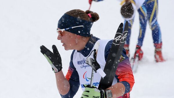 Анна Миленина (Россия) на финише финального забега в спринтерской гонке