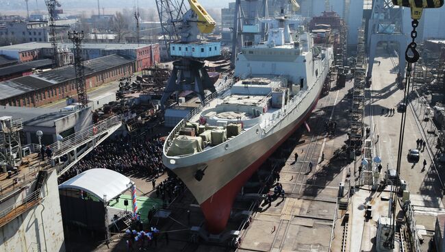 Спуск на воду фрегата Адмирал Григорович. Архивное фото