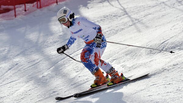 Александра Францева (Россия) на трассе гигантского слалома на XI Паралимпийских зимних играх в Сочи