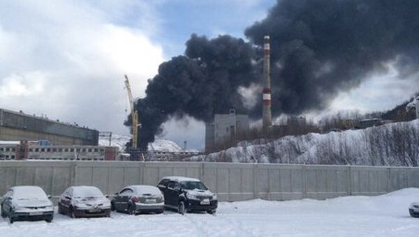 Пожар на судоремонтном заводе Нерпа в Мурманской области