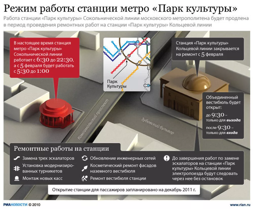 Изменение режима работы станции метро Парк культуры