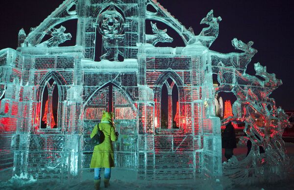 Фестиваль ледовой скульптуры Kremlin-Art на Поклонной горе в Москве
