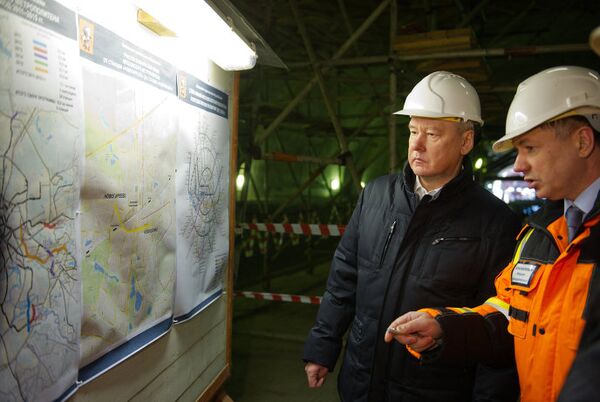 С. Собянин осмотрел ход строительства станции метро Новокосино