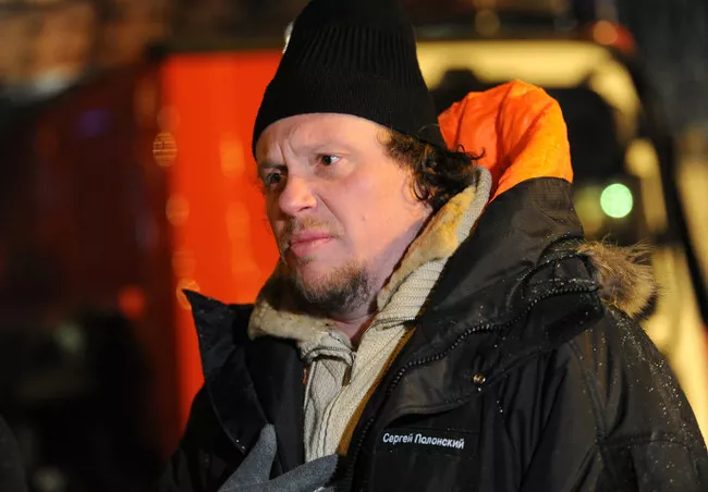 Предприниматель Сергей Полонский у башни Восток столичного комплекса Москва-Сити, где произошел пожар.