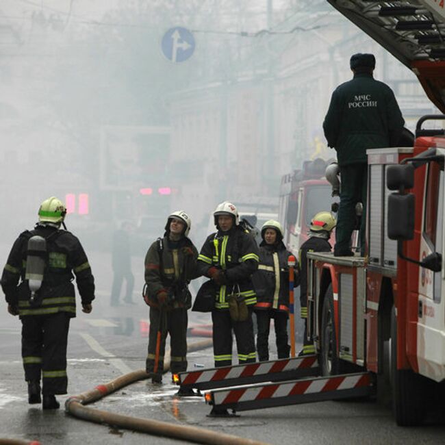 Пожар в центре Москвы