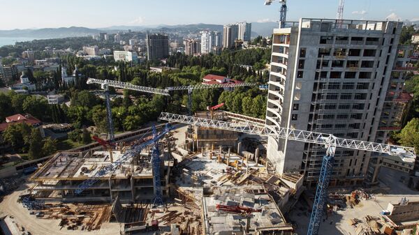 Вид на строительную площадку Российского международного олимпийского университета