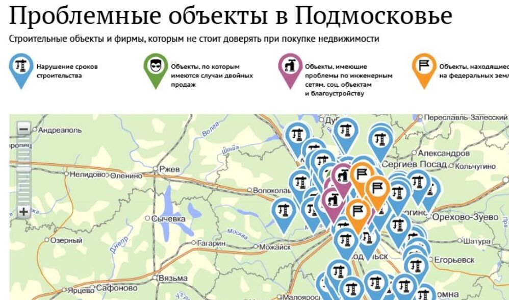 Проблемные жилые объекты в Подмосковье, Долгострои