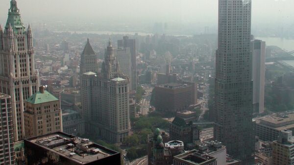 Вид из башни ВТЦ-4 Всемирного торгового центра в Нью-Йорке
