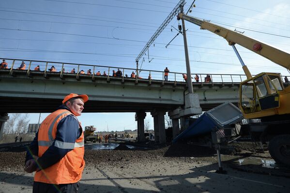 Ликвидация последствий ДТП на Каширском шоссе в Подмосковье