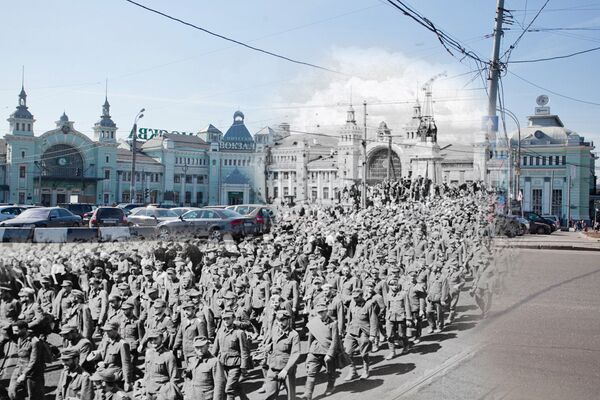 Июль 1944 года. Колонна пленных немецких солдат, офицеров и генералов идет по улицам Москвы