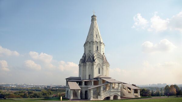 Вид на церковь Вознесения Господня в Коломенском