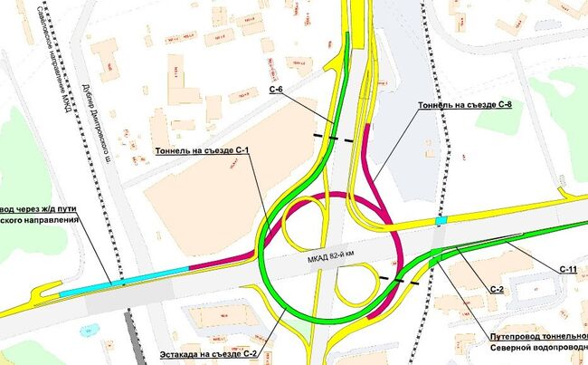 Схема дорожного движения на пересечении Дмитровского шоссе и МКАД