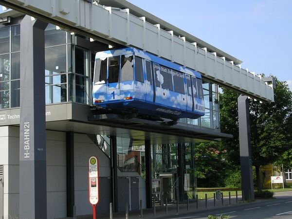 Подвесная транспортная система H-Bahn в Дортмунде (воздушное метро)