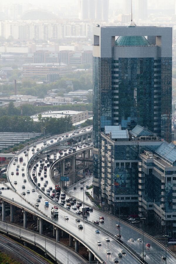 Вид на третье транспортное кольцо рядом ММДЦ Москва-Сити