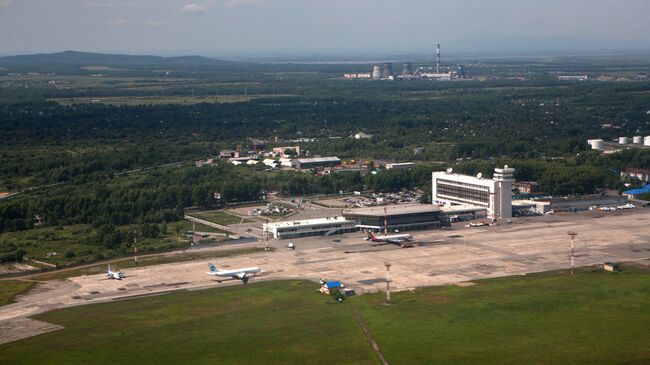 Вид на Хабаровск с борта самолета