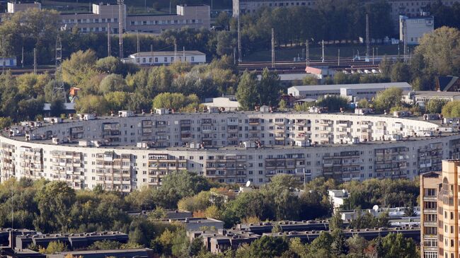 Вид на Москву с верхнего этажа МГУ